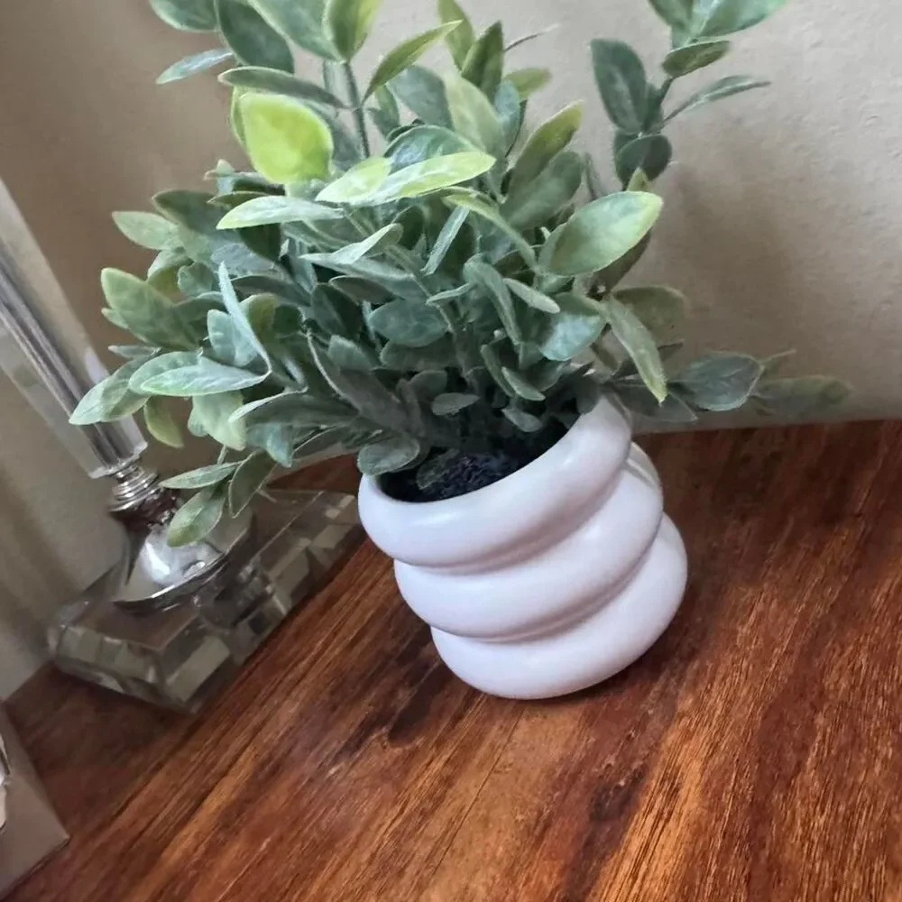 White Vase Pot with Artificial Plant